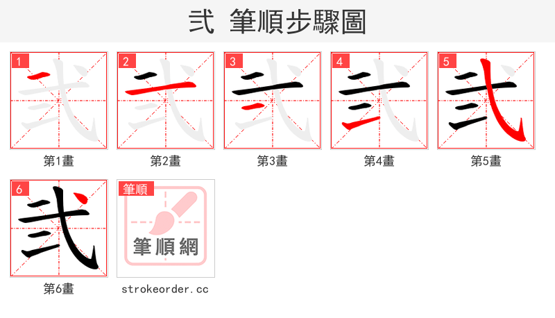 弐 的笔顺分步演示