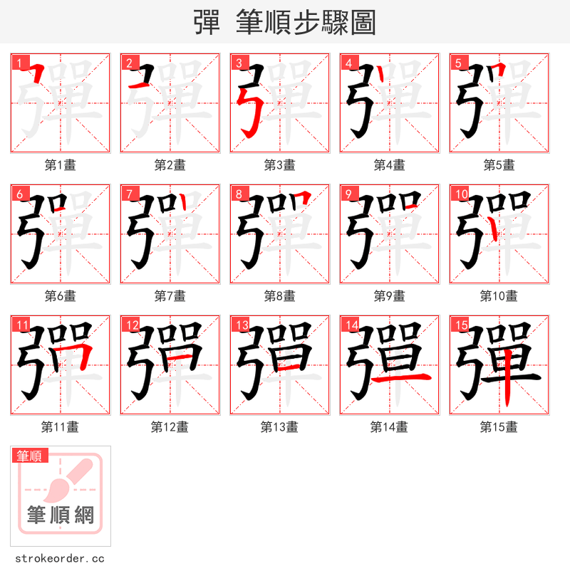 彈 的笔顺分步演示