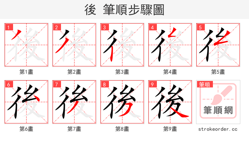 後 的笔顺分步演示