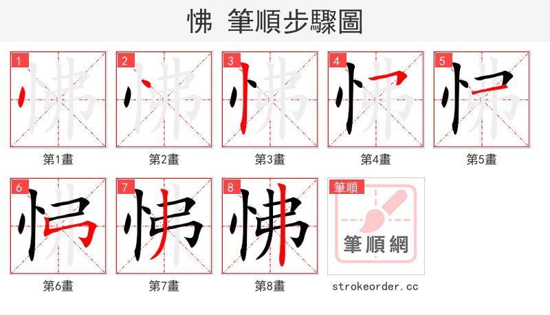 怫 的笔顺分步演示