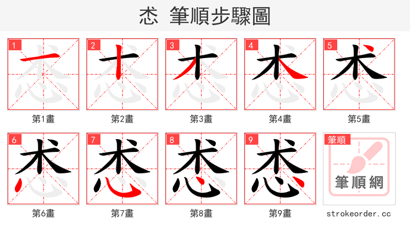 怸 的笔顺分步演示