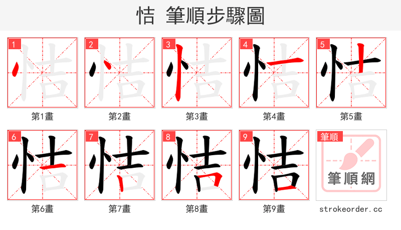 恄 的笔顺分步演示