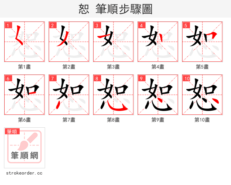 恕 的笔顺分步演示