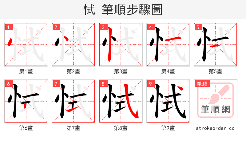 恜 的笔顺分步演示