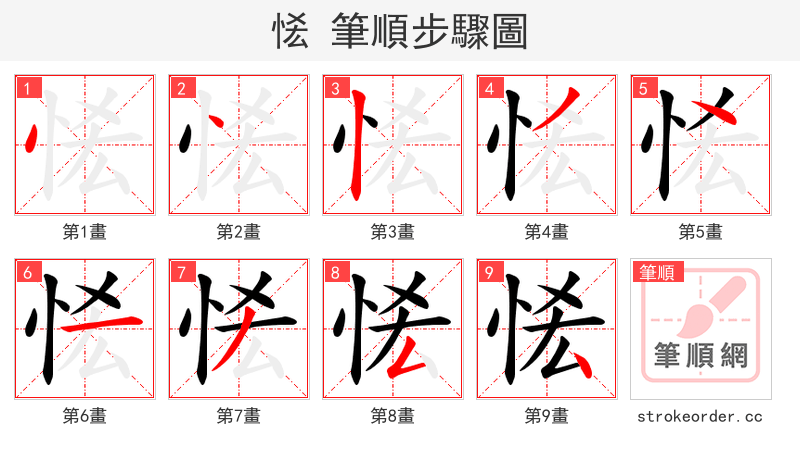 恡 的笔顺分步演示