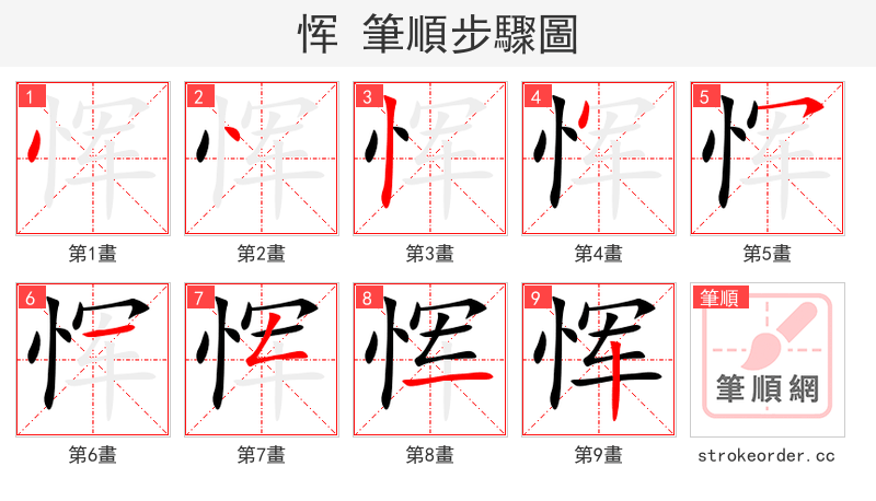 恽 的笔顺分步演示