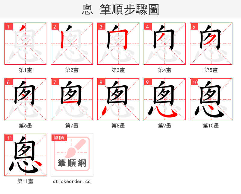 悤 的笔顺分步演示