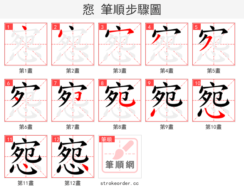 惌 的笔顺分步演示