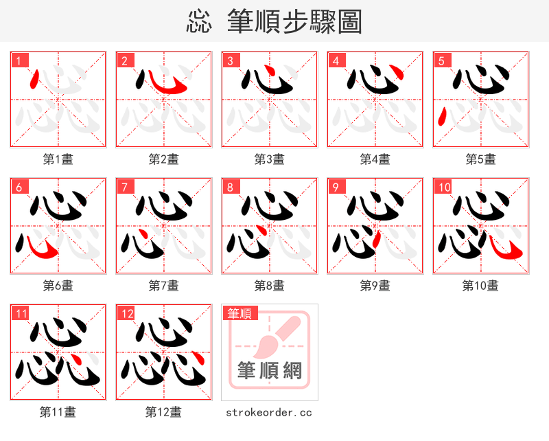 惢 的笔顺分步演示