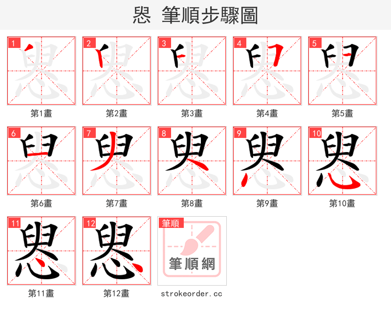 惥 的笔顺分步演示