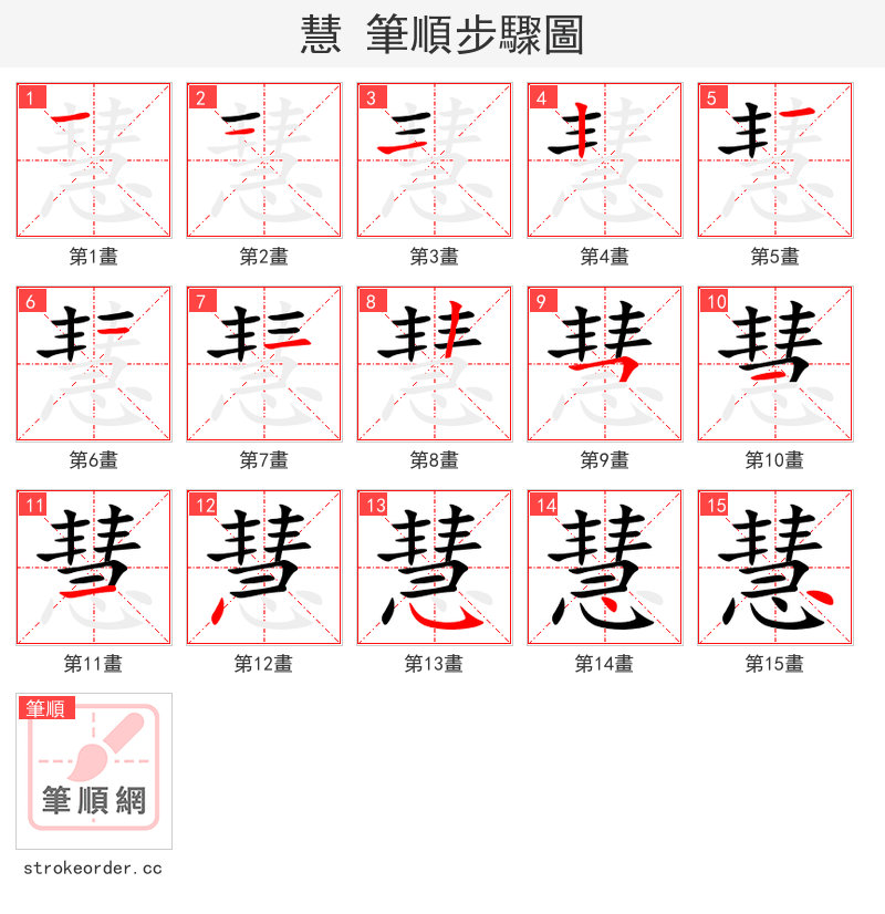慧 的笔顺分步演示