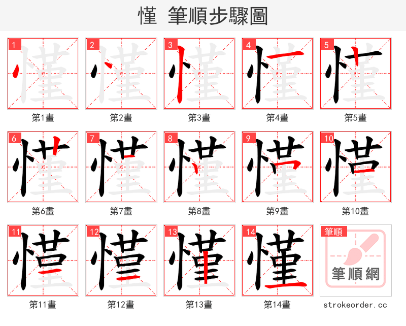 慬 的笔顺分步演示