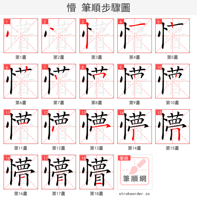 懵 的笔顺分步演示