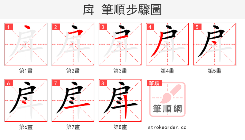 戽 的笔顺分步演示