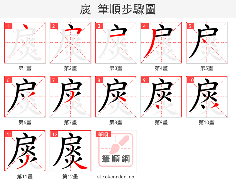 扊 的笔顺分步演示