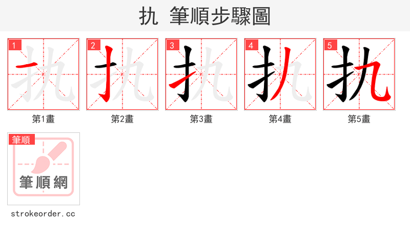 扏 的笔顺分步演示