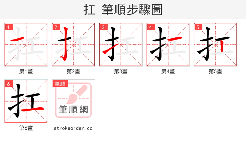 扛 的笔顺分步演示