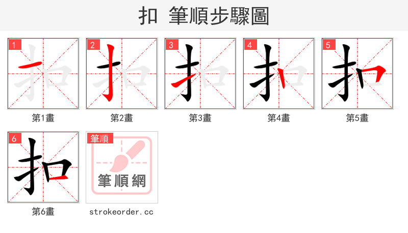 扣 的笔顺分步演示