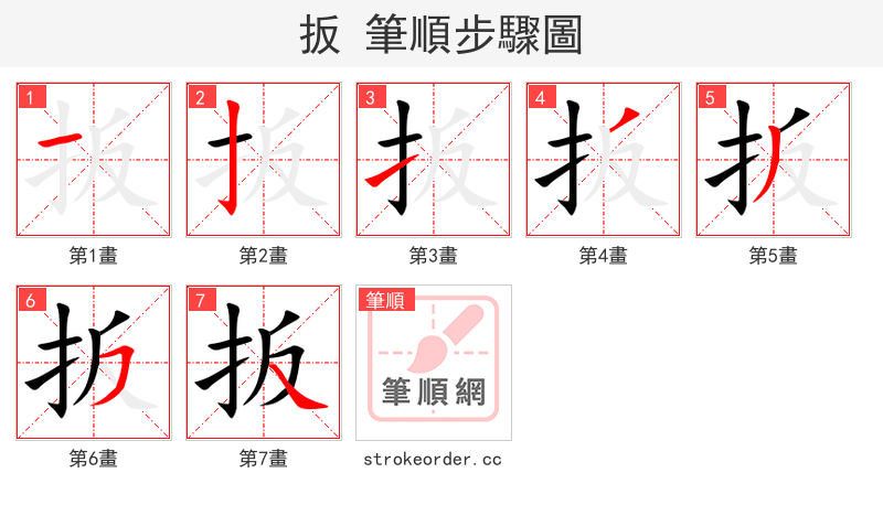 扳 的笔顺分步演示