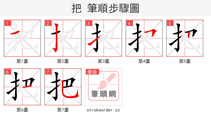 把 的笔顺分步演示