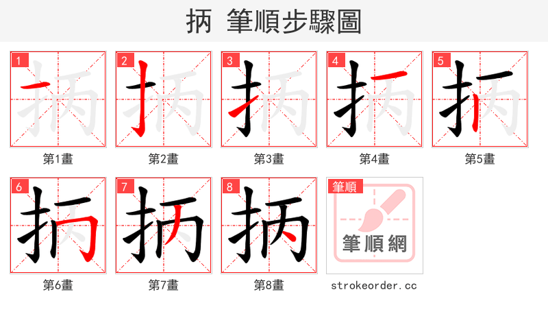 抦 的笔顺分步演示