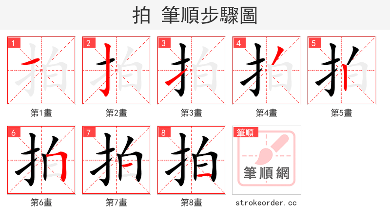 拍 的笔顺分步演示