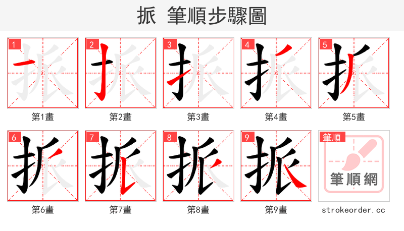 挀 的笔顺分步演示