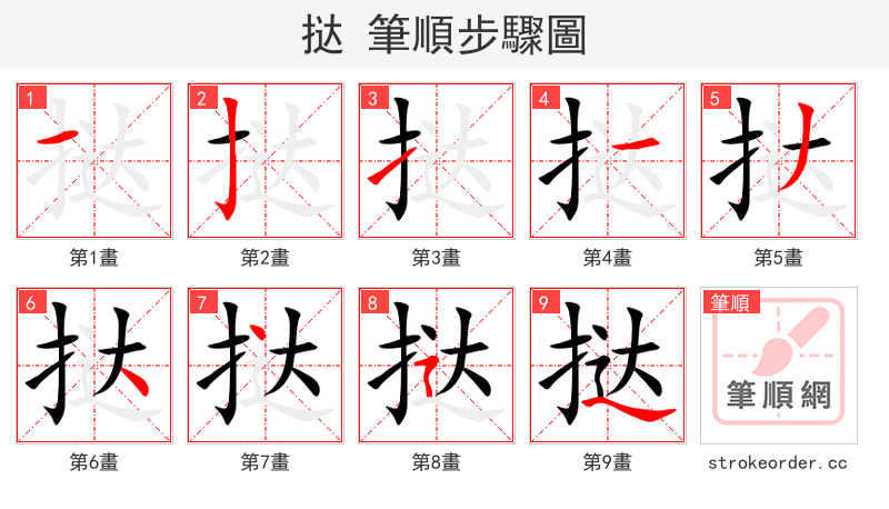 挞 的笔顺分步演示