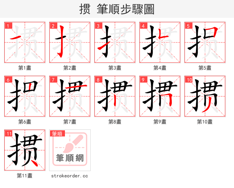 掼 的笔顺分步演示