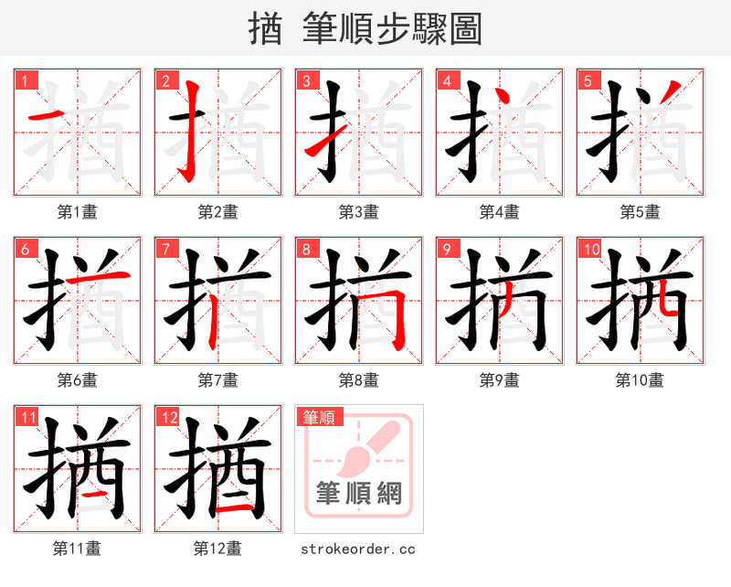 揂 的笔顺分步演示