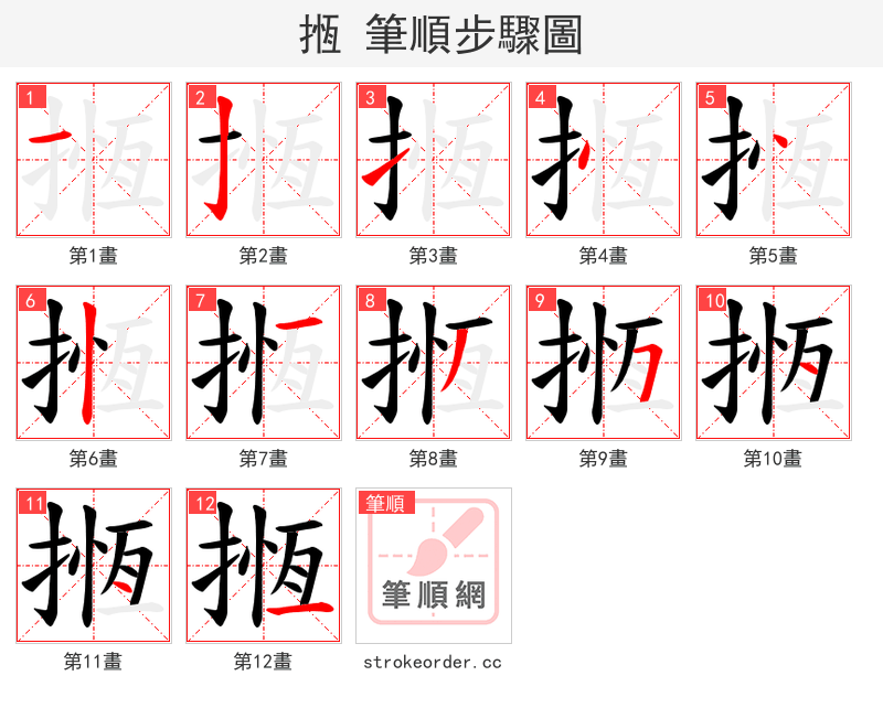 揯 的笔顺分步演示