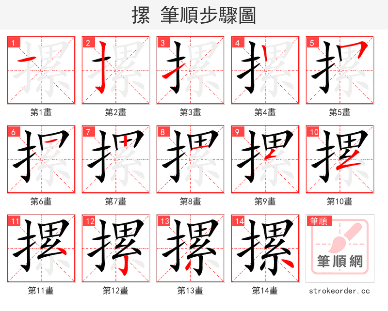 摞 的笔顺分步演示