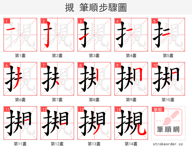 摫 的笔顺分步演示