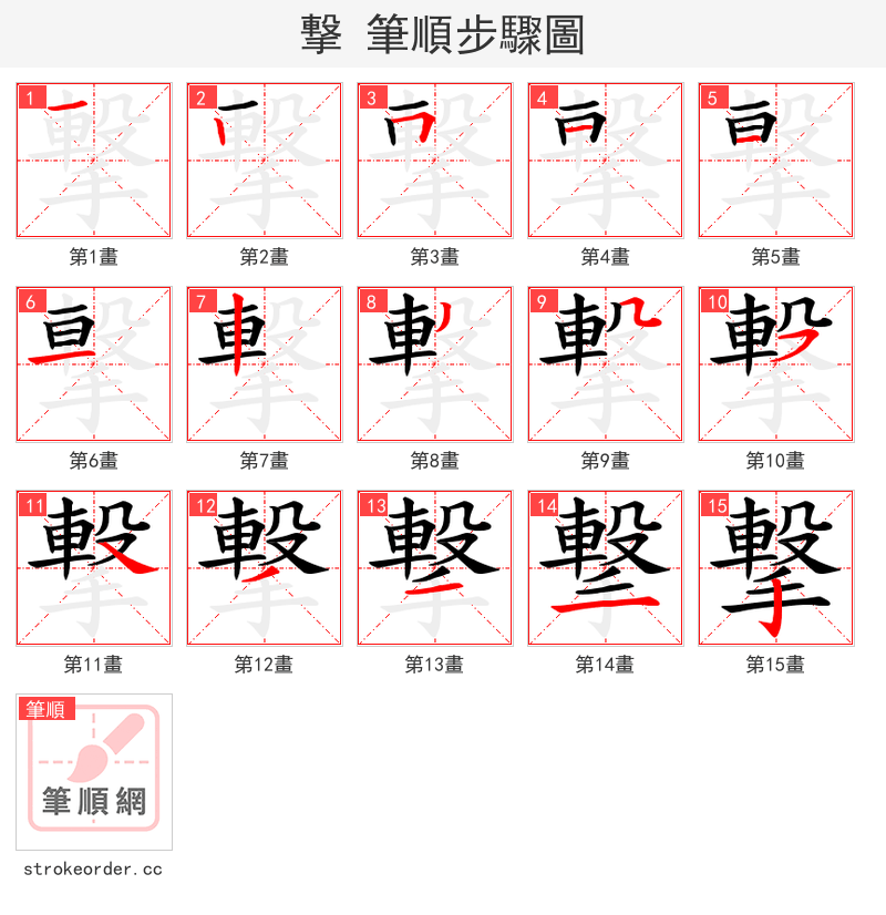 撃 的笔顺分步演示