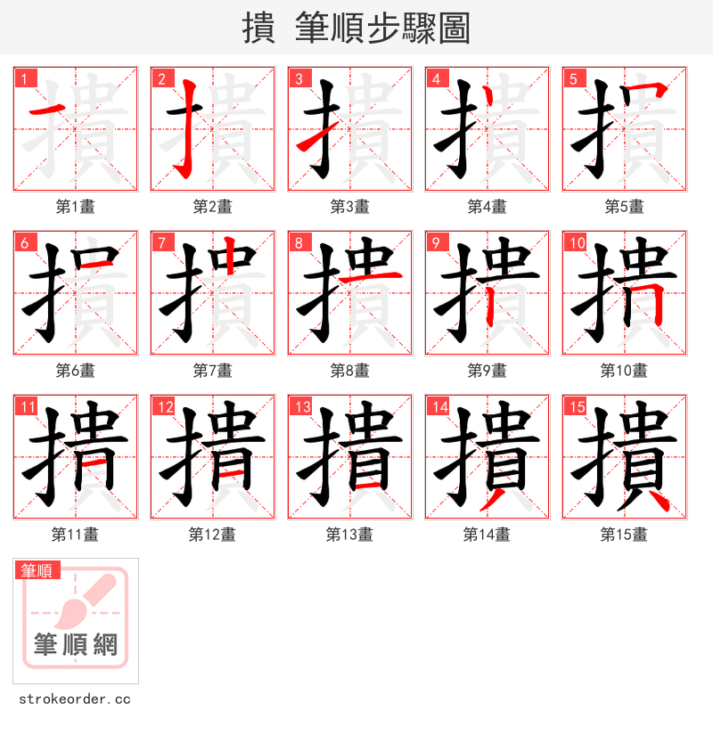 撌 的笔顺分步演示