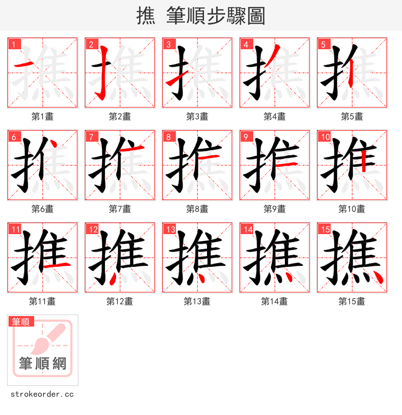 撨 的笔顺分步演示