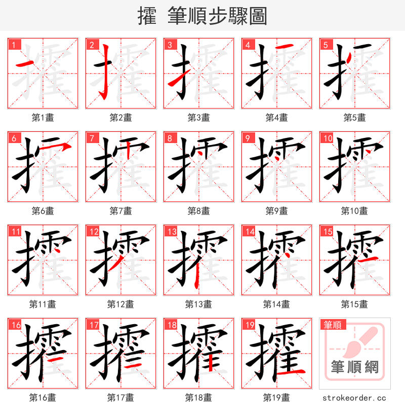 攉 的笔顺分步演示
