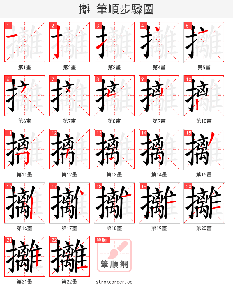 攡 的笔顺分步演示