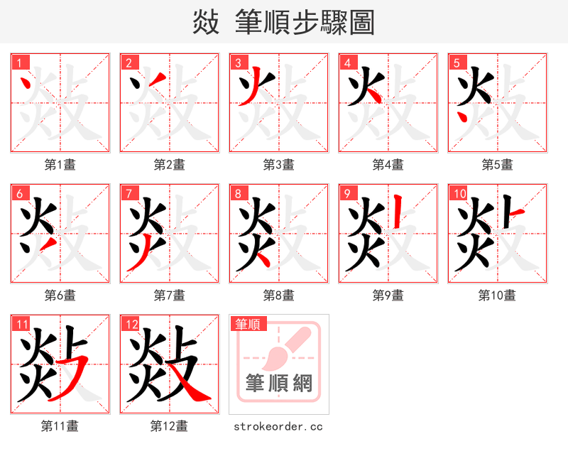 敥 的笔顺分步演示