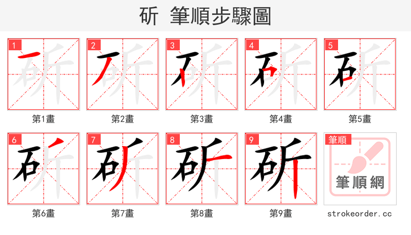 斫 的笔顺分步演示