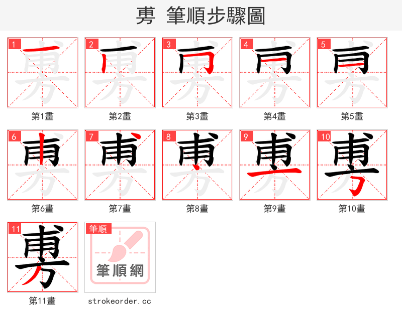 旉 的笔顺分步演示