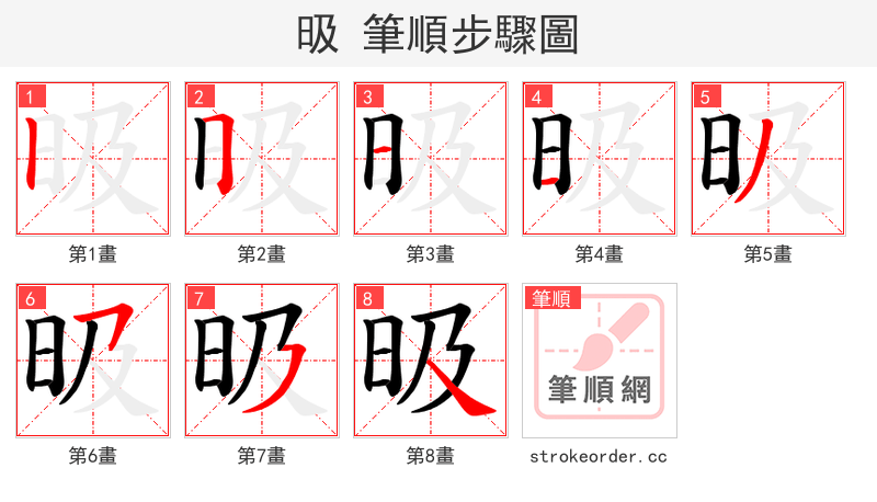 昅 的笔顺分步演示