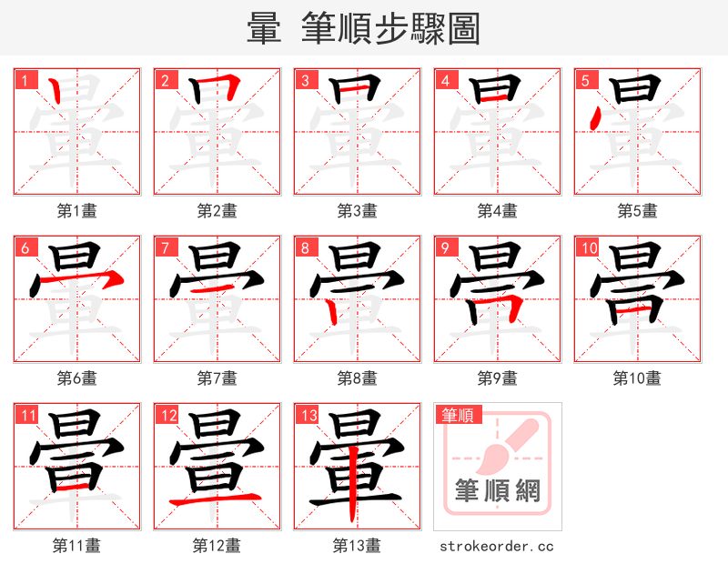 暈 的笔顺分步演示