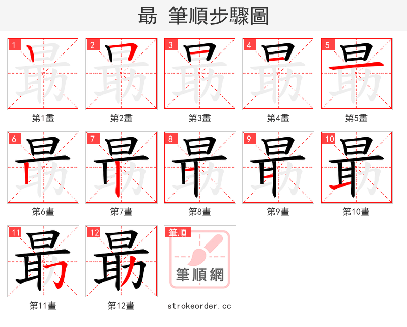朂 的笔顺分步演示