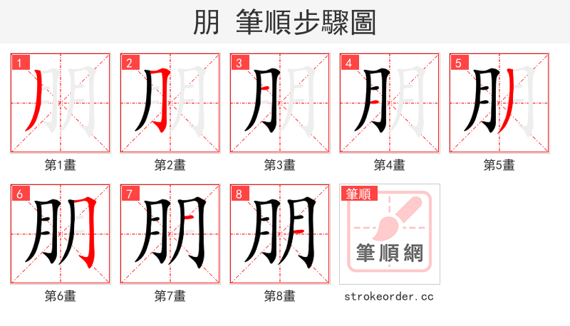 朋 的笔顺分步演示