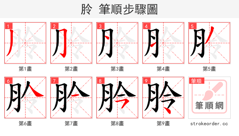 朎 的笔顺分步演示