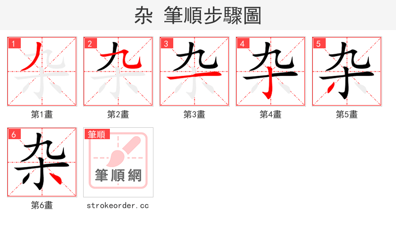 杂 的笔顺分步演示