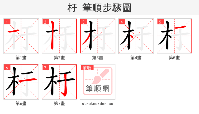 杅 的笔顺分步演示