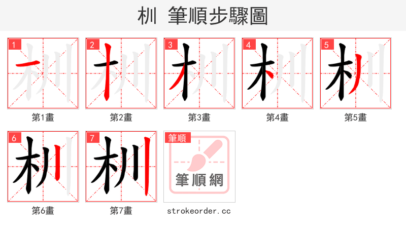 杊 的笔顺分步演示