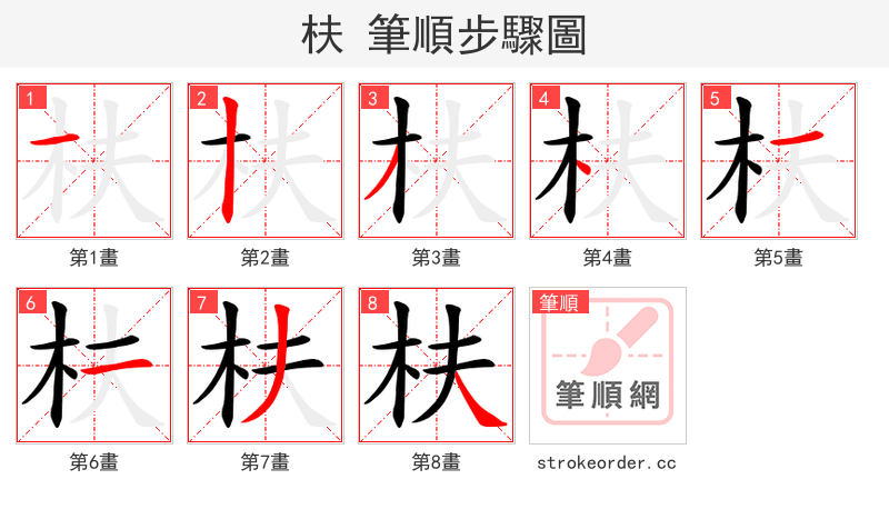 枎 的笔顺分步演示